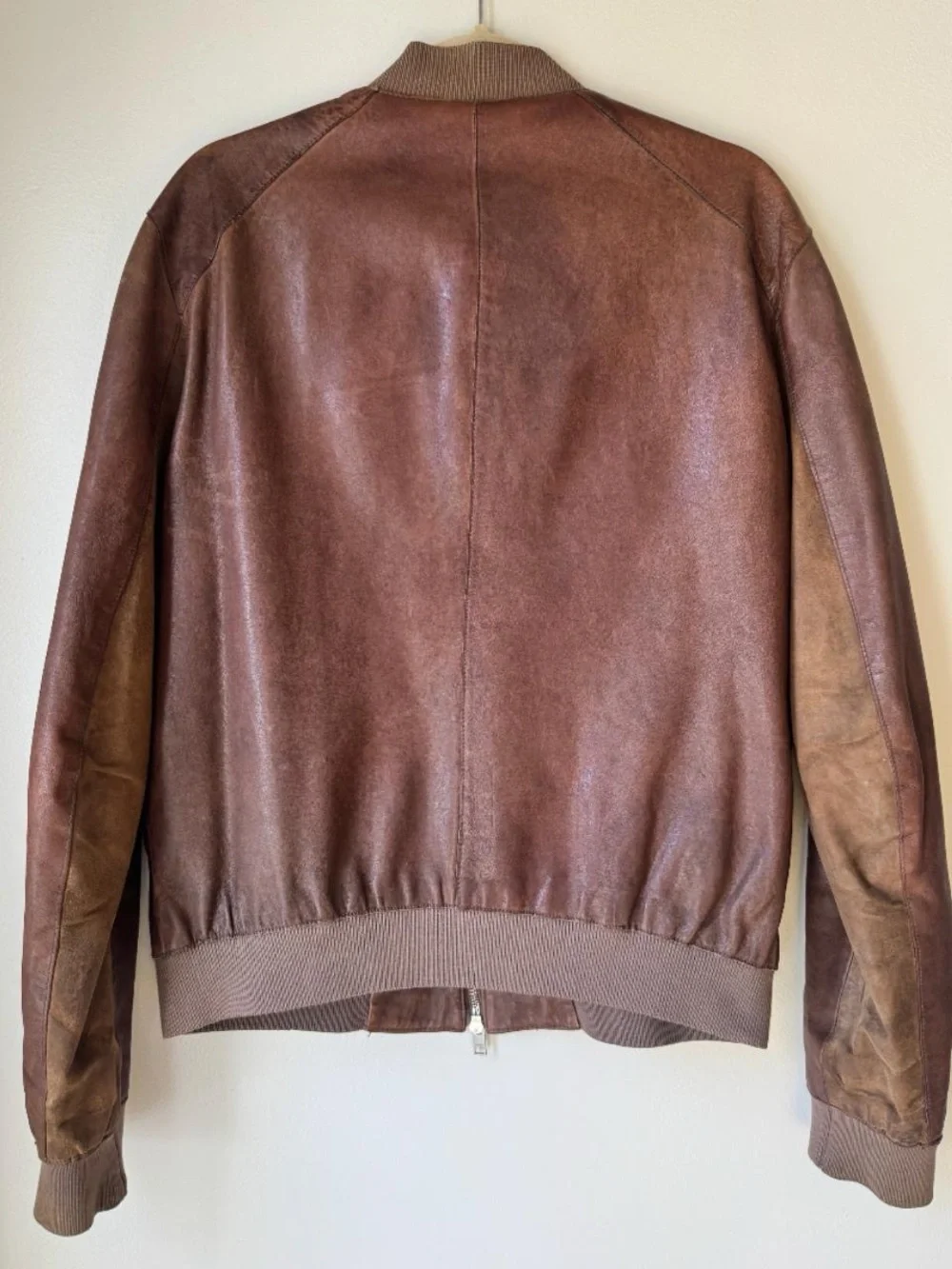 ALLSAINTS Brown Leather Bomber Jacket- Medium - Picture 2 of 5
